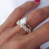 0.4 TCW Pear Moissanite Stones Half Eternity Wedding Band In Yellow Gold (Remaking) 4