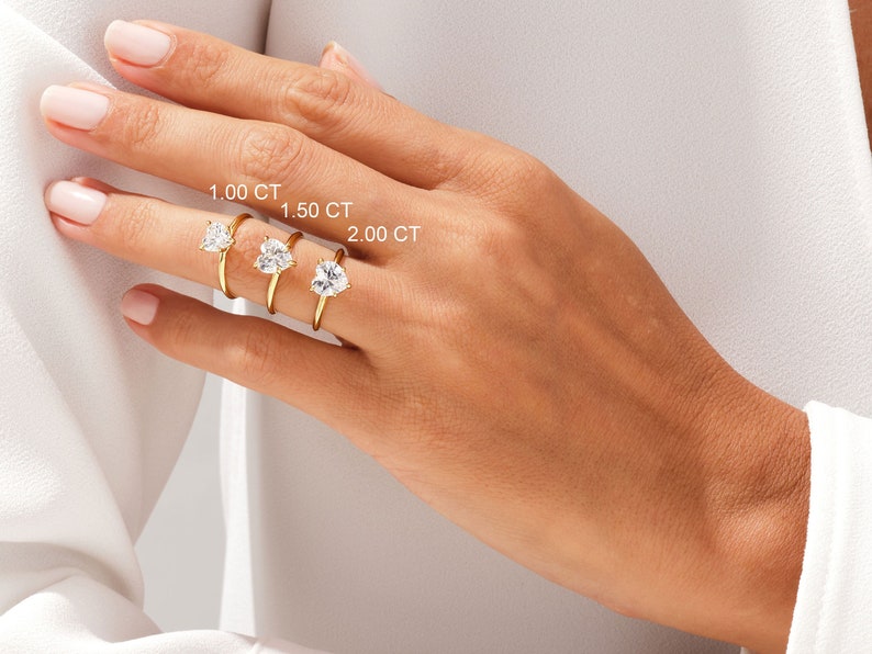 Stunning 2.0 CT Heart Moissanite Engagement Ring with Dainty Pave Design 6