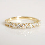 Classic 0.40 CT Round & Baguette Moissanite Stones Cluster Wedding Bands 1