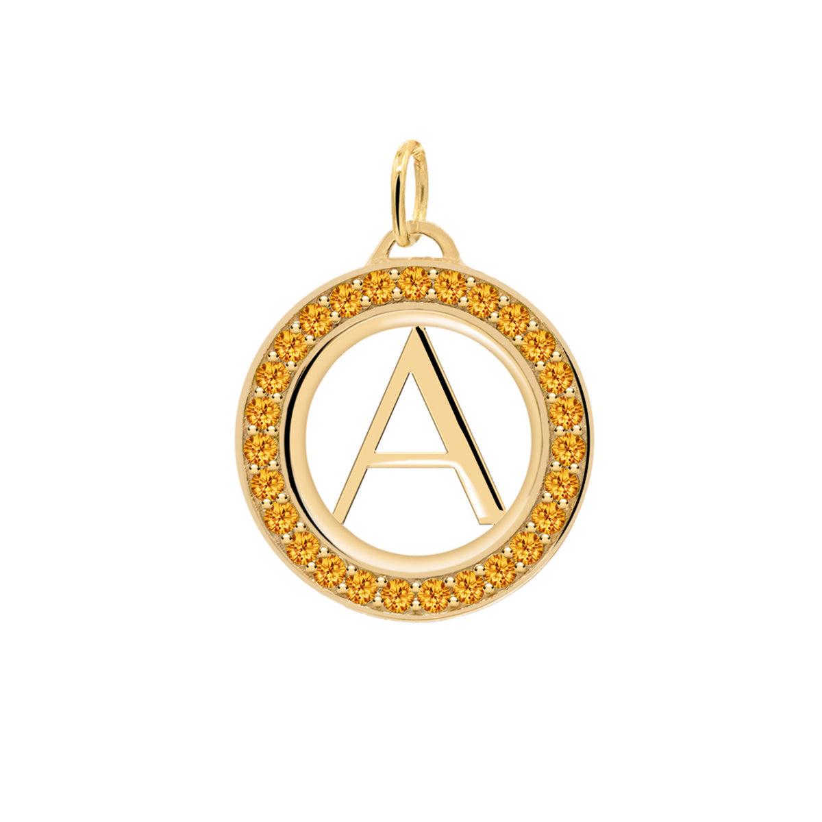 0.09 TCW Round Citrine Lab Made Diamond- November Birthstone Necklace 1
