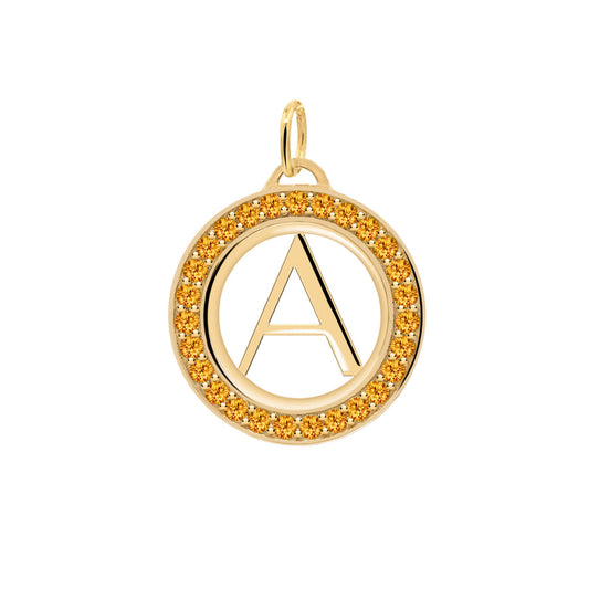 0.09 TCW Round Citrine Lab Made Diamond- November Birthstone Necklace 1