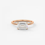 Emerald East West Solitaire Lab Grown Diamond Engagement Ring