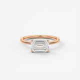 Emerald East West Solitaire Lab Grown Diamond Engagement Ring