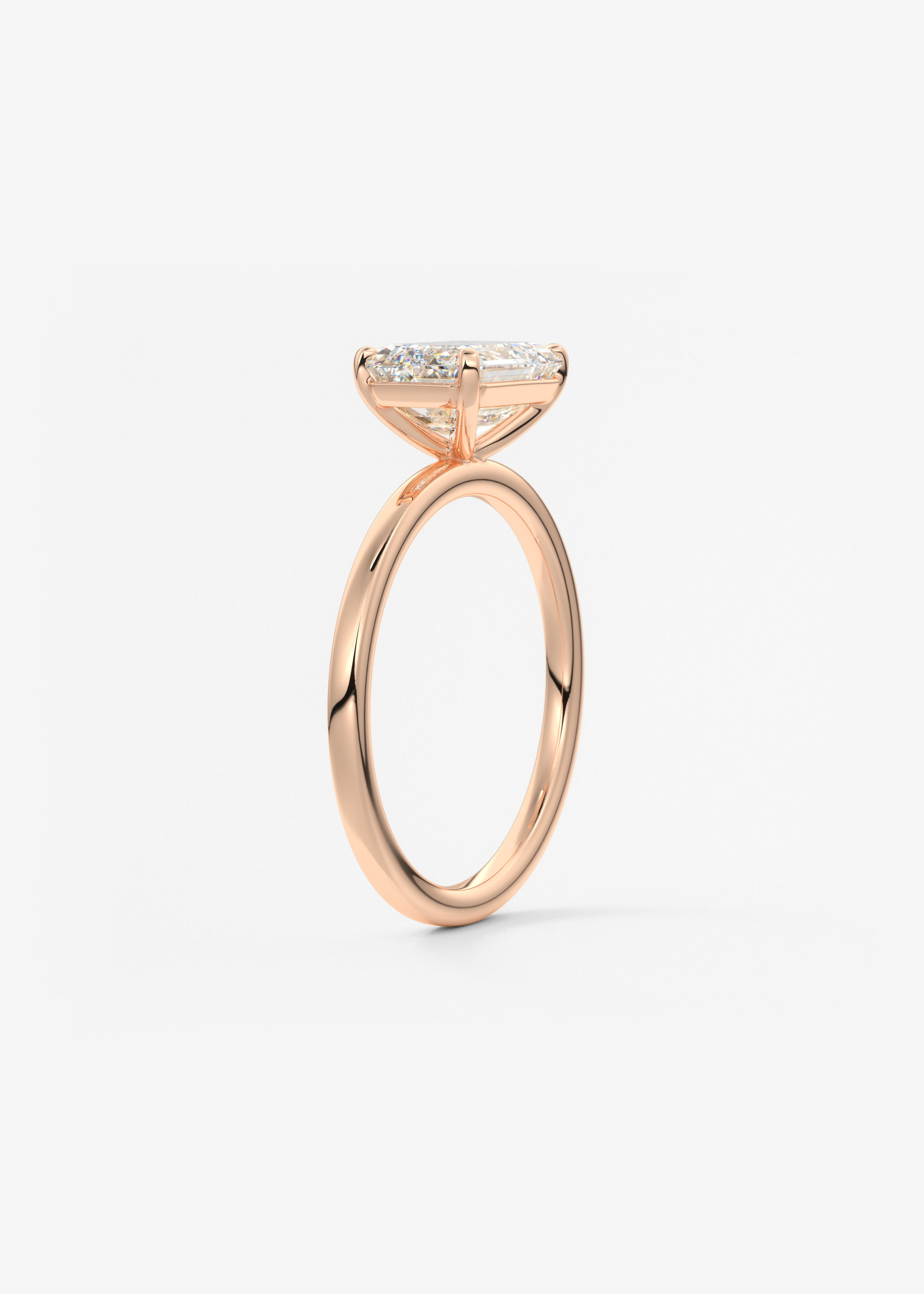 Emerald East West Solitaire Lab Grown Diamond Engagement Ring