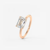 Emerald East West Solitaire Lab Grown Diamond Engagement Ring