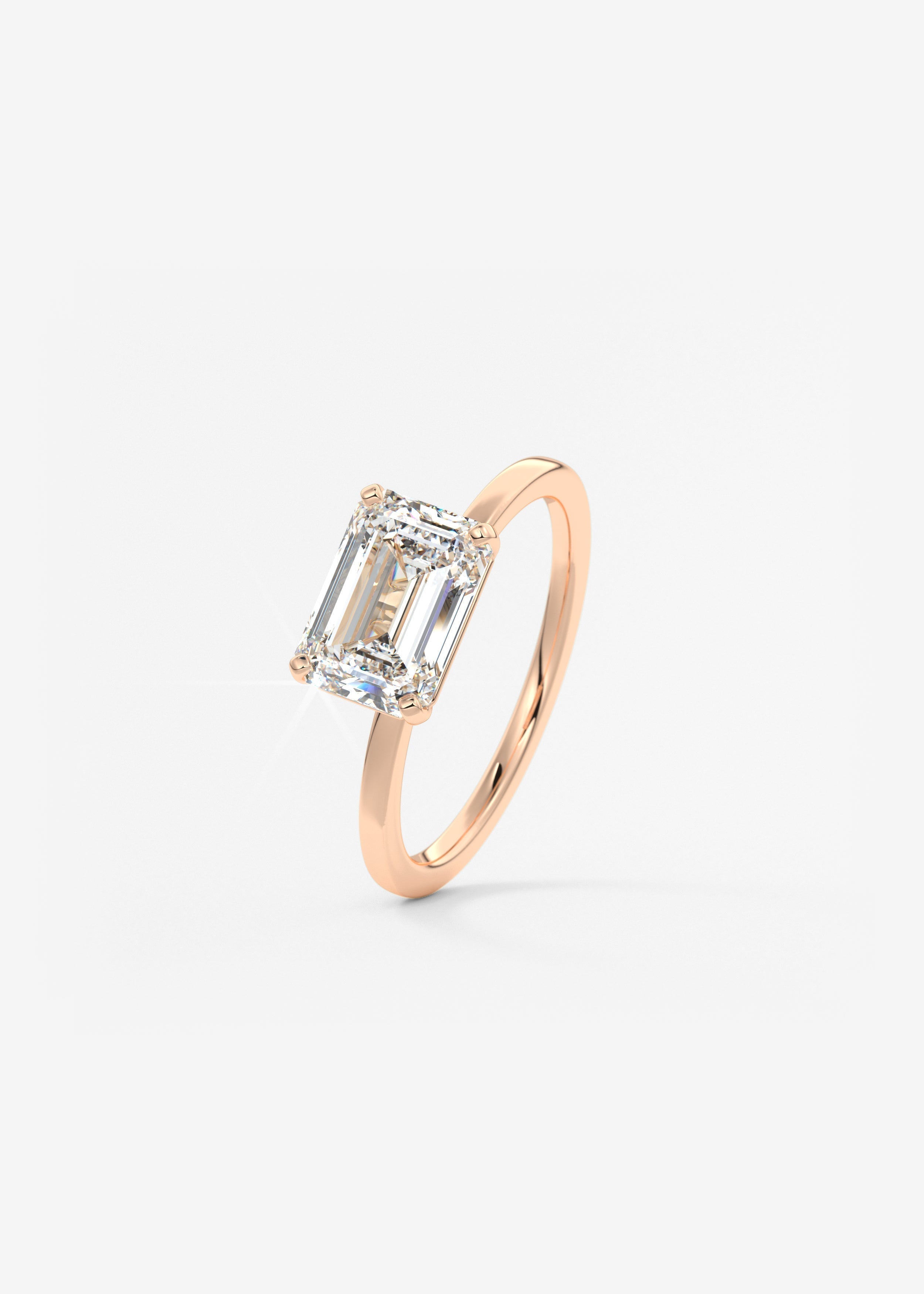 Emerald East West Solitaire Lab Grown Diamond Engagement Ring