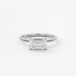 Emerald East West Solitaire Lab Grown Diamond Engagement Ring