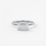 Emerald East West Solitaire Lab Grown Diamond Engagement Ring