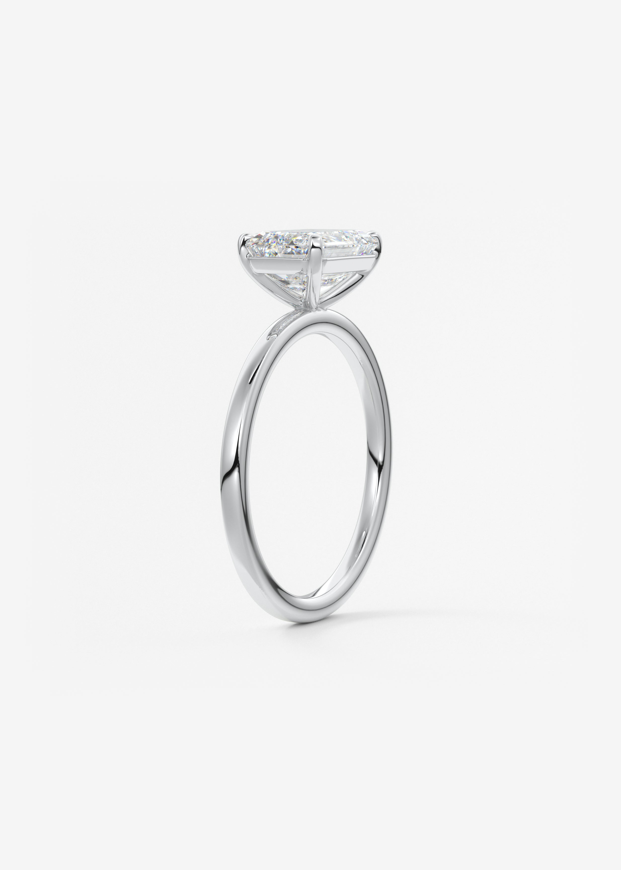Emerald East West Solitaire Lab Grown Diamond Engagement Ring