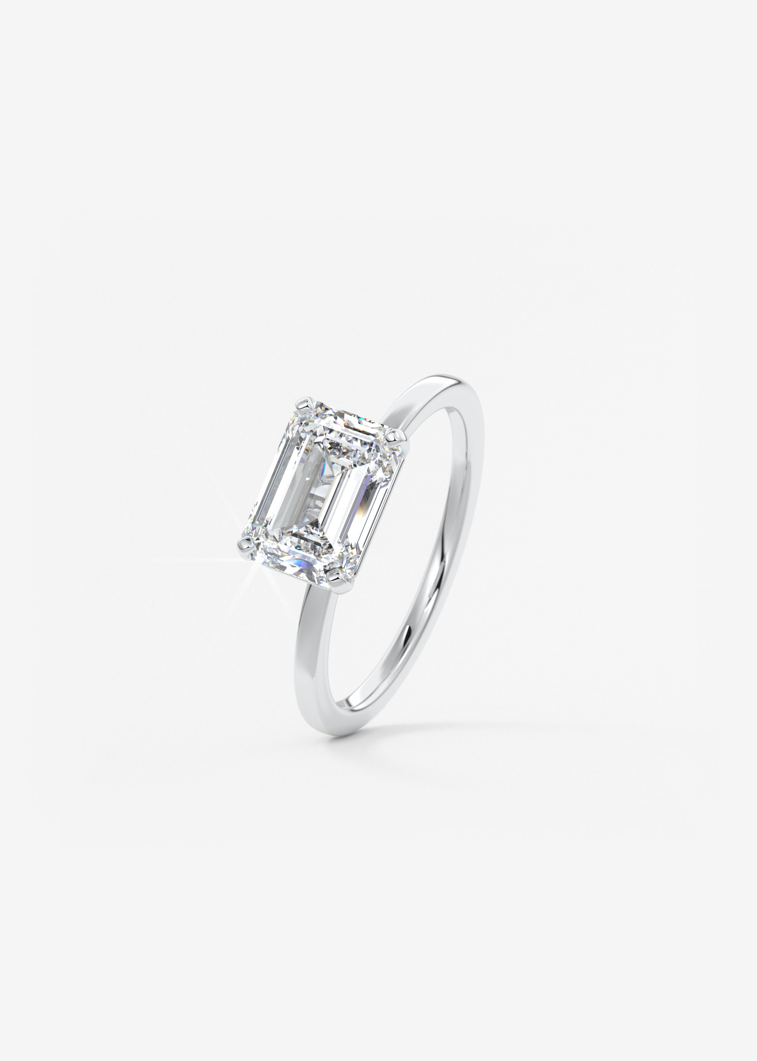 Emerald East West Solitaire Lab Grown Diamond Engagement Ring
