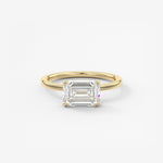 Emerald East West Solitaire Lab Grown Diamond Engagement Ring