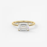 Emerald East West Solitaire Lab Grown Diamond Engagement Ring