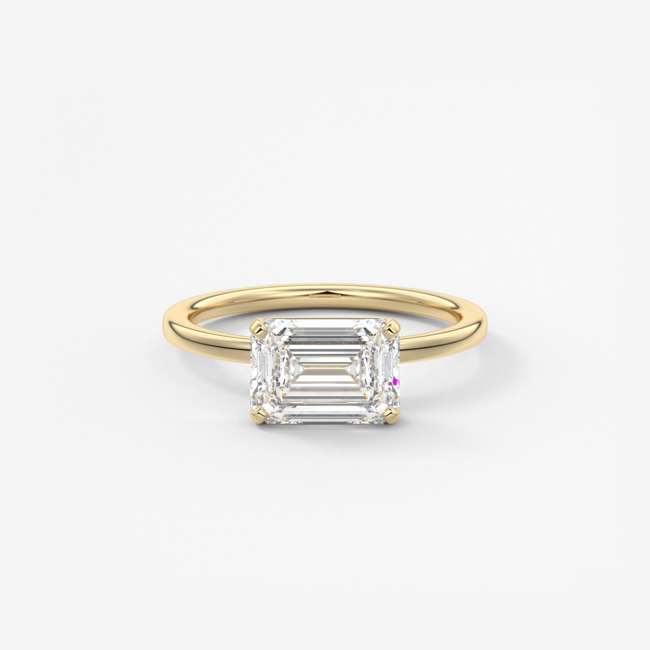 Emerald East West Solitaire Lab Grown Diamond Engagement Ring