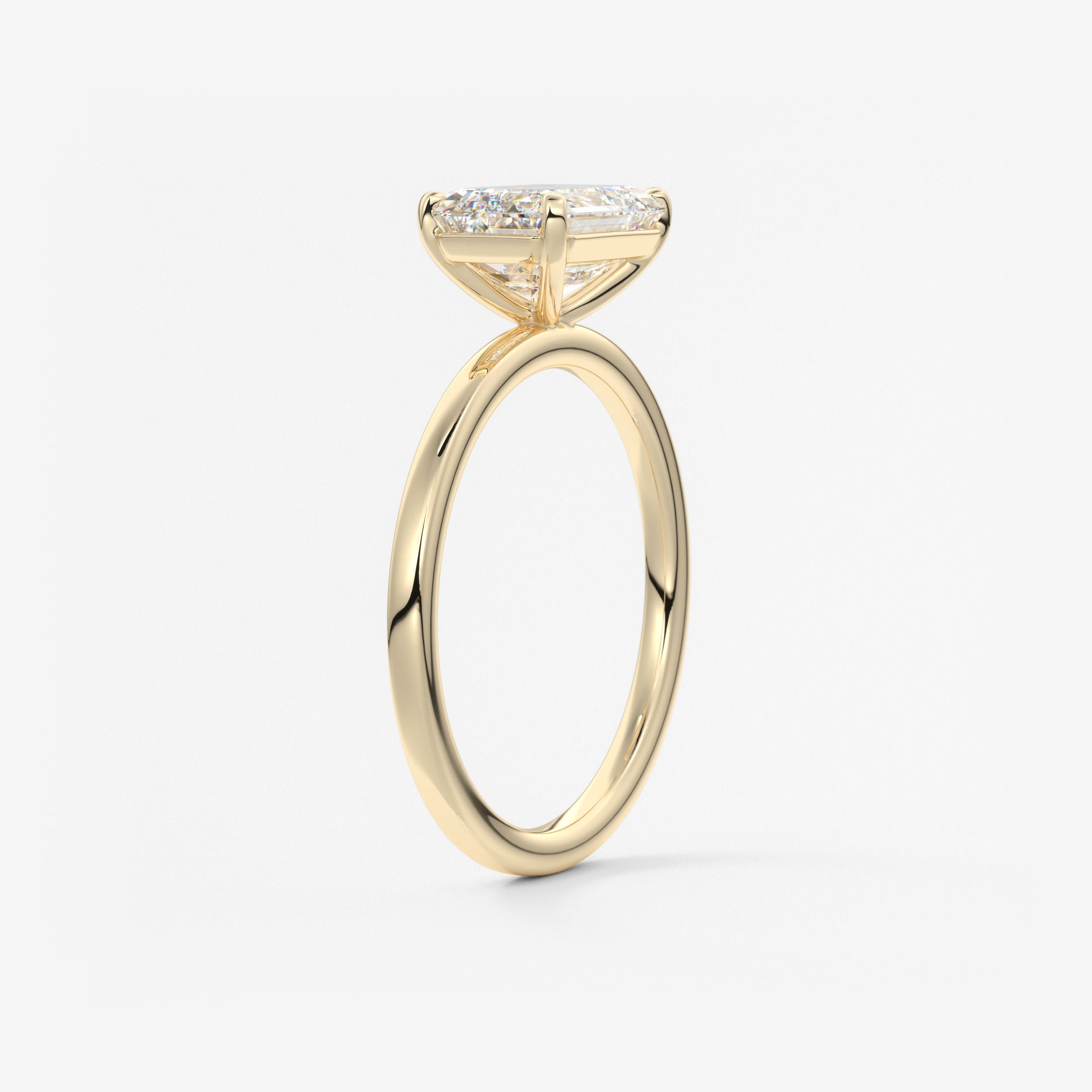 Emerald East West Solitaire Lab Grown Diamond Engagement Ring