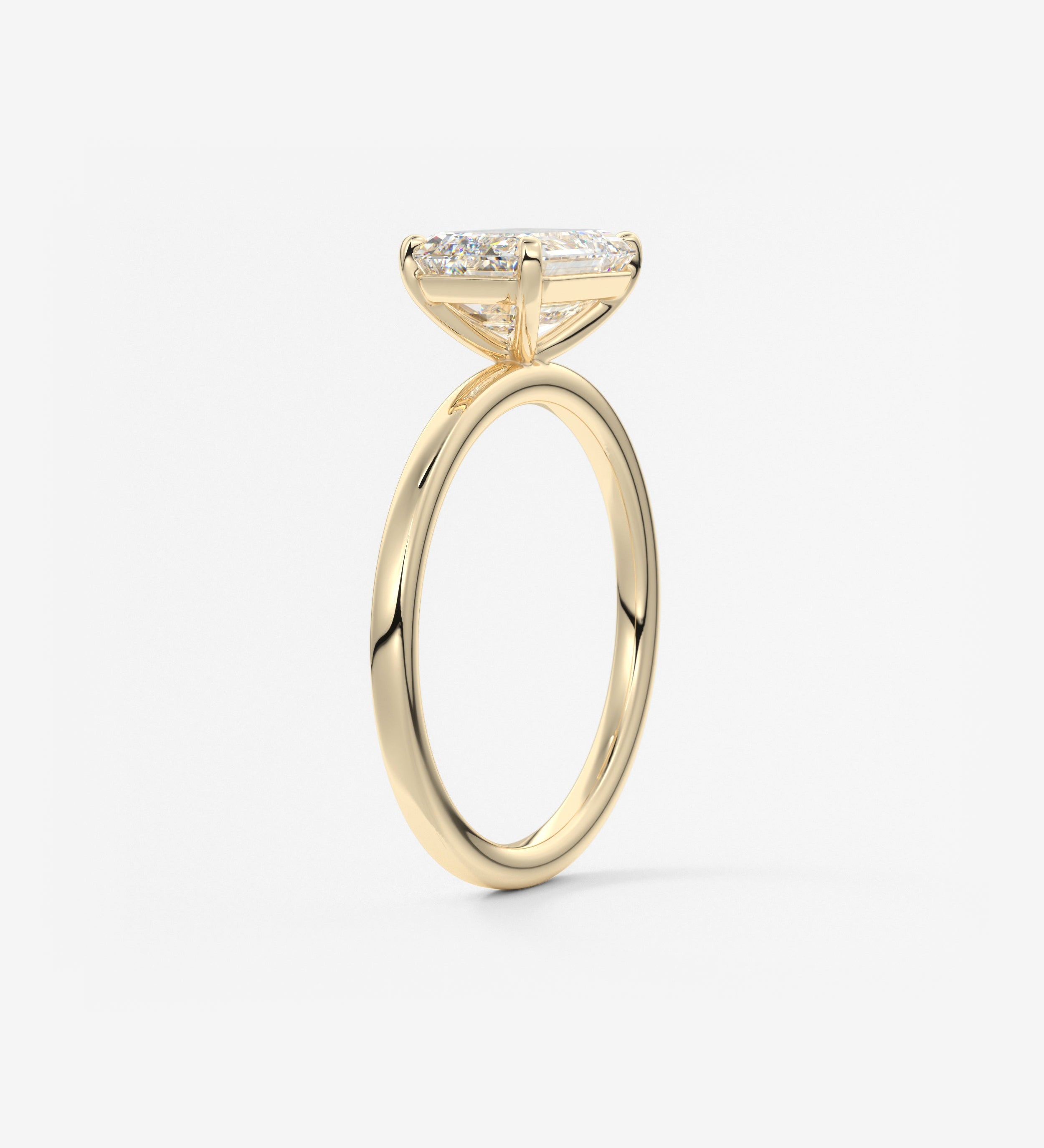 Emerald East West Solitaire Lab Grown Diamond Engagement Ring