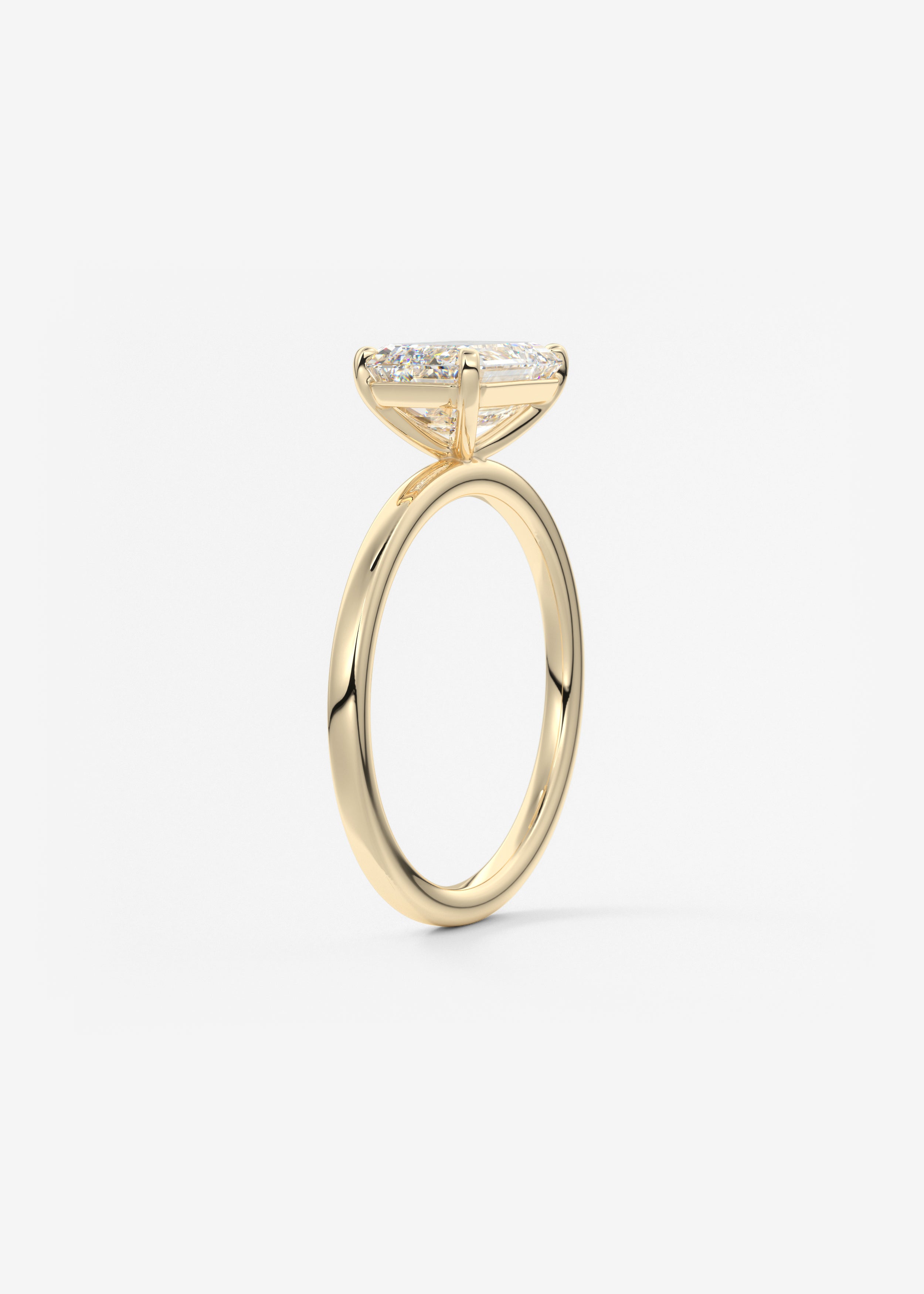 Emerald East West Solitaire Lab Grown Diamond Engagement Ring