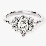 Stunning 1.0-1.50 CT Marquise Moissanite Engagement Ring with Cluster Design 4