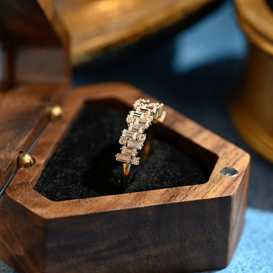 Stunning 0.5 TCW Baguette & Round Cut Moissanite Stones Wedding Band 2