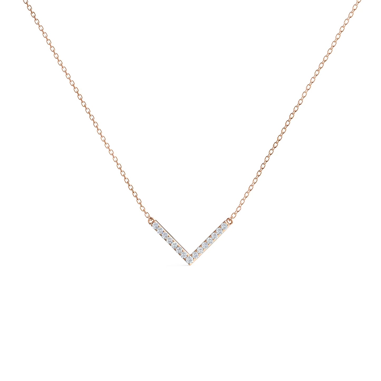 0.40 CT Round Moissanite Diamond V-Shape Pendant Necklace in Solid Gold 6