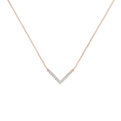 0.40 CT Round Moissanite Diamond V-Shape Pendant Necklace in Solid Gold 6