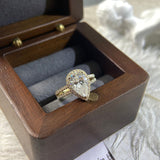 Stunning 3.0 CT Pear Moissanite Engagement Ring with Halo & Pave Design 9