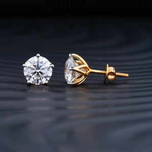 2.0 TCW Round Cut Moissanite Stud Earrings in Gold