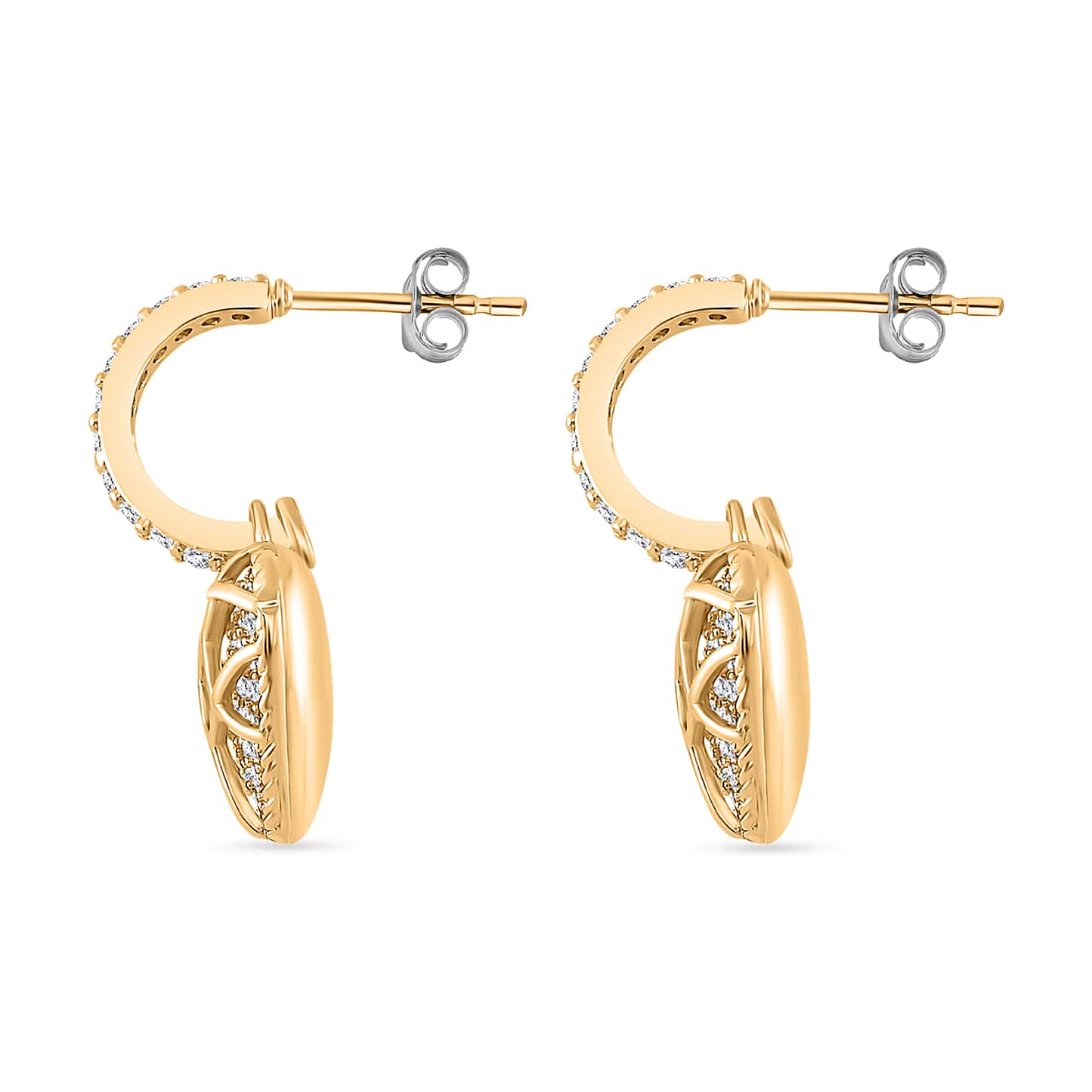 Round Cut Cubic Zirconia in 925 Sterling Silver Earrings 9