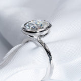 Classic 3.0 CT Oval Moissanite Engagement Ring with Bezel Design 6