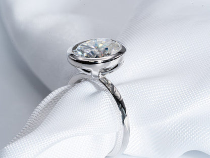 Classic 3.0 CT Oval Moissanite Engagement Ring with Bezel Design 6