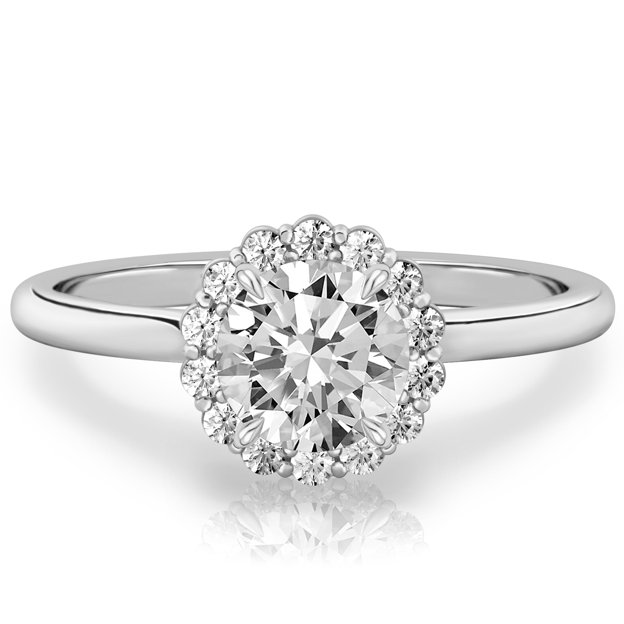Stunning 0.50-1.50 CT Round Moissanite Engagement Ring With Halo Design 4