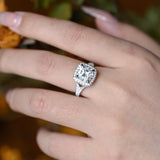 Stunning 1.0 - 2.0 CT Cushion Moissanite Engagement Ring With Pave & Halo Design 10