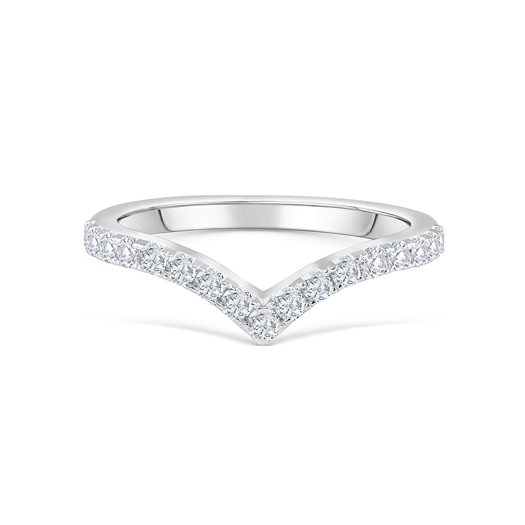 Stunning 0.2 TCW  Round Moissanite Stones in Curved Wedding Bands 1