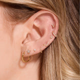 0.30 TCW Round Cut Moissanite Tiny Flower Stud Earrings in Gold 6