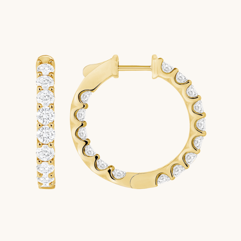 3.0 TCW Round Cut Moissanite U Prongs Hoops Earrings in Gold 1