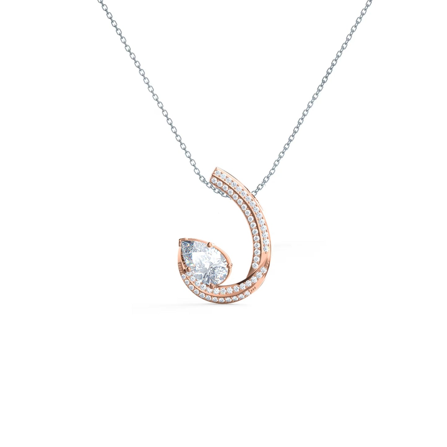 0.50 TCW Pear Moissanite Diamond Open Pendant Necklace in Solid Gold 4