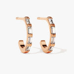 0.30 TCW Round Cut Moissanite Bar Hoops Earrings in Gold 4