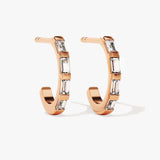 0.30 TCW Round Cut Moissanite Bar Hoops Earrings in Gold 4