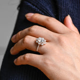Stunning 1.0 - 2.0 CT Oval Moissanite Engagement Ring with Pave & Halo Design 4