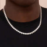 40 CT Round Moissanite Diamond Tennis Silver Necklace For Him 1