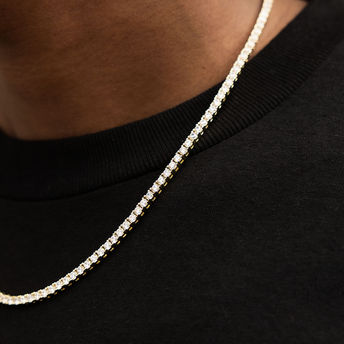 40 CT Round Moissanite Diamond Tennis Silver Necklace For Him 2
