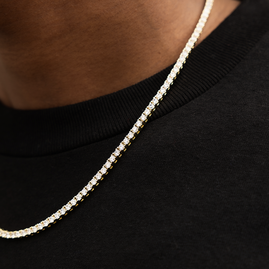 40 CT Round Moissanite Diamond Tennis Silver Necklace For Him 2