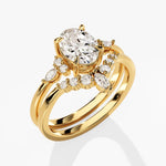 1.50 CT Oval Cut Moissanite Bridal Ring Set with Marquise & Round Wedding Bands 2