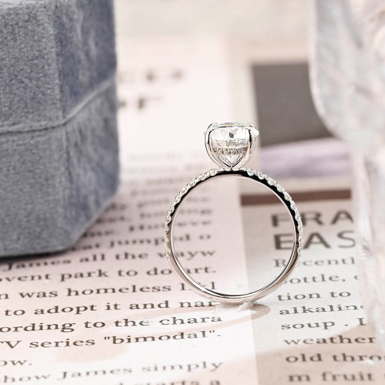 Stunning 1.0 CT Round Moissanite Engagement Ring with Hidden Halo Design 6