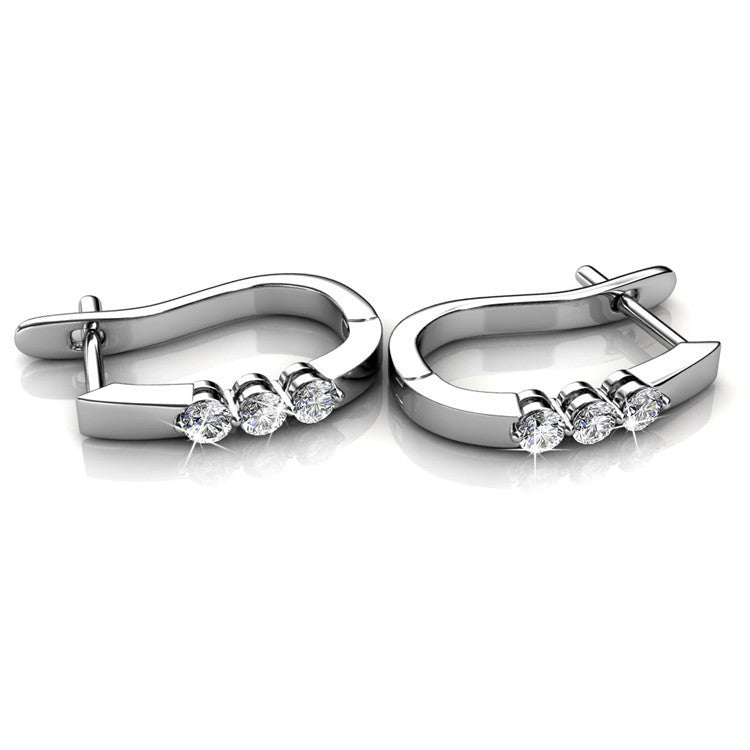 Round Cut Cubic Zirconia in 925 Sterling Silver Earrings 3