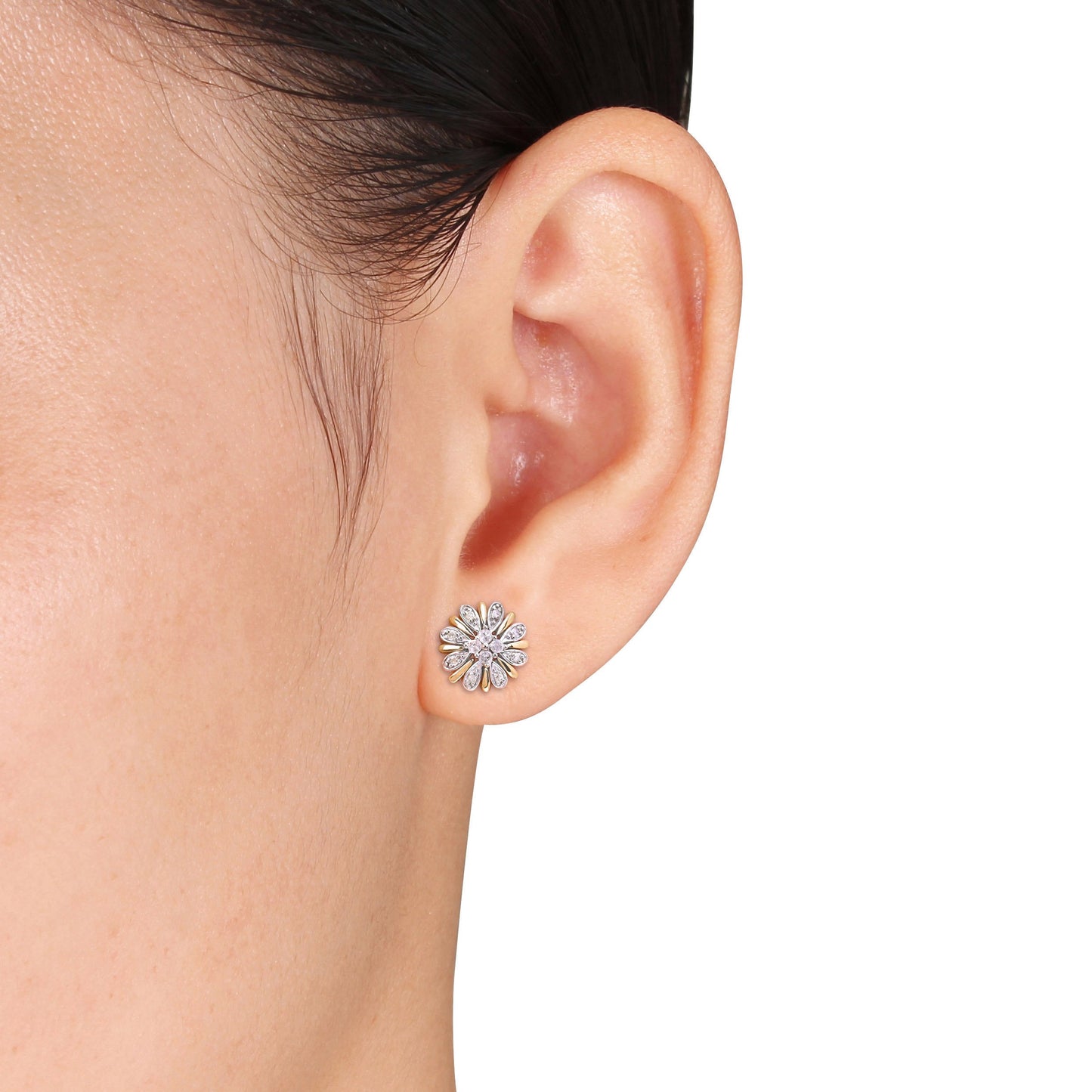 Round Cut Cubic Zirconia in 925 Sterling Silver Earrings 4