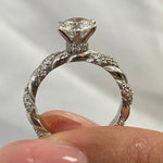 Classic 1.0 CT Round Moissanite Engagement Ring with Twist Pave Design 4