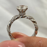 Classic 1.0 CT Round Moissanite Engagement Ring with Twist Pave Design 4