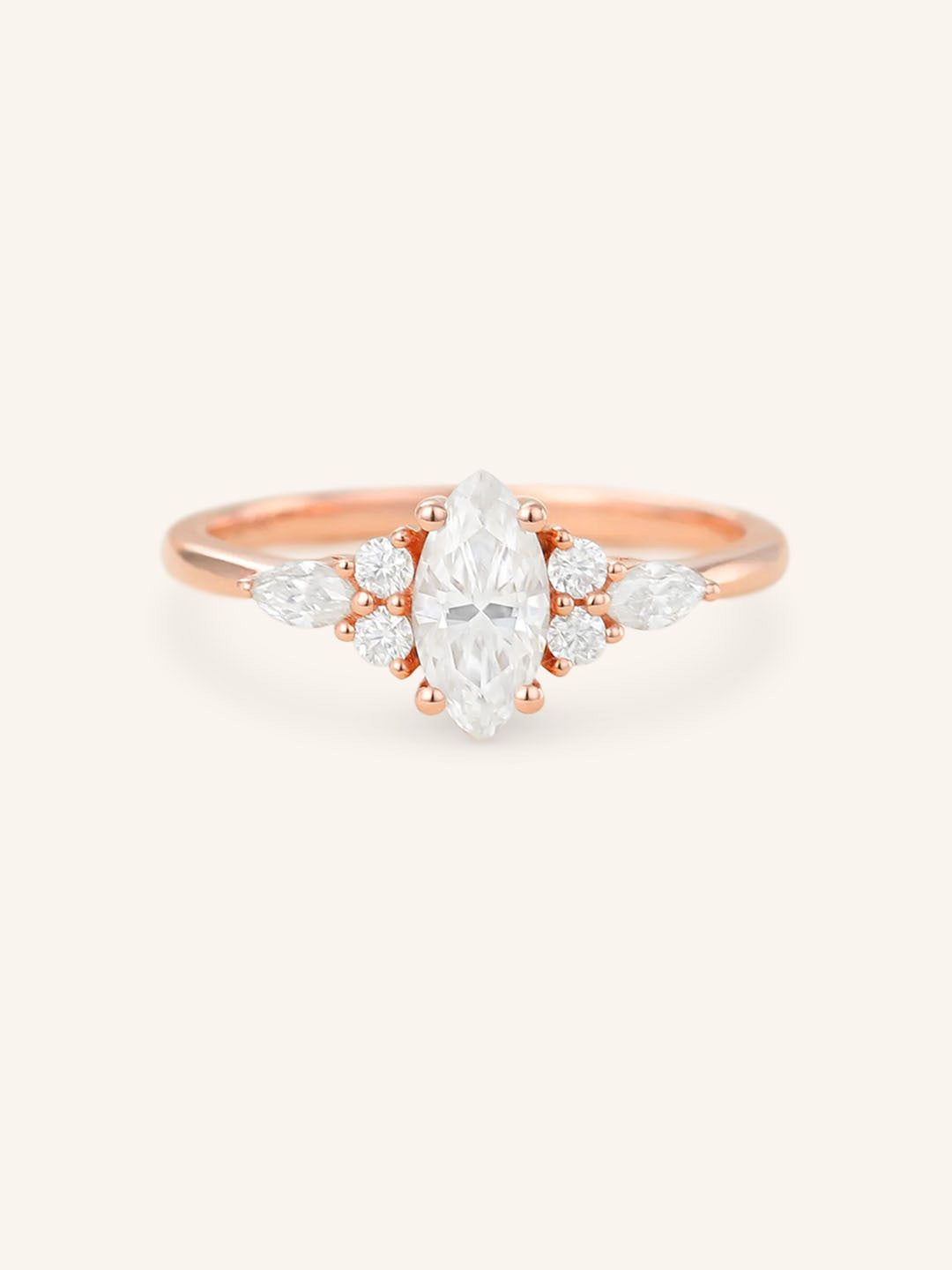 Stunning 1.5 CT Marquise Moissanite Engagement Ring with Cluster Design 5