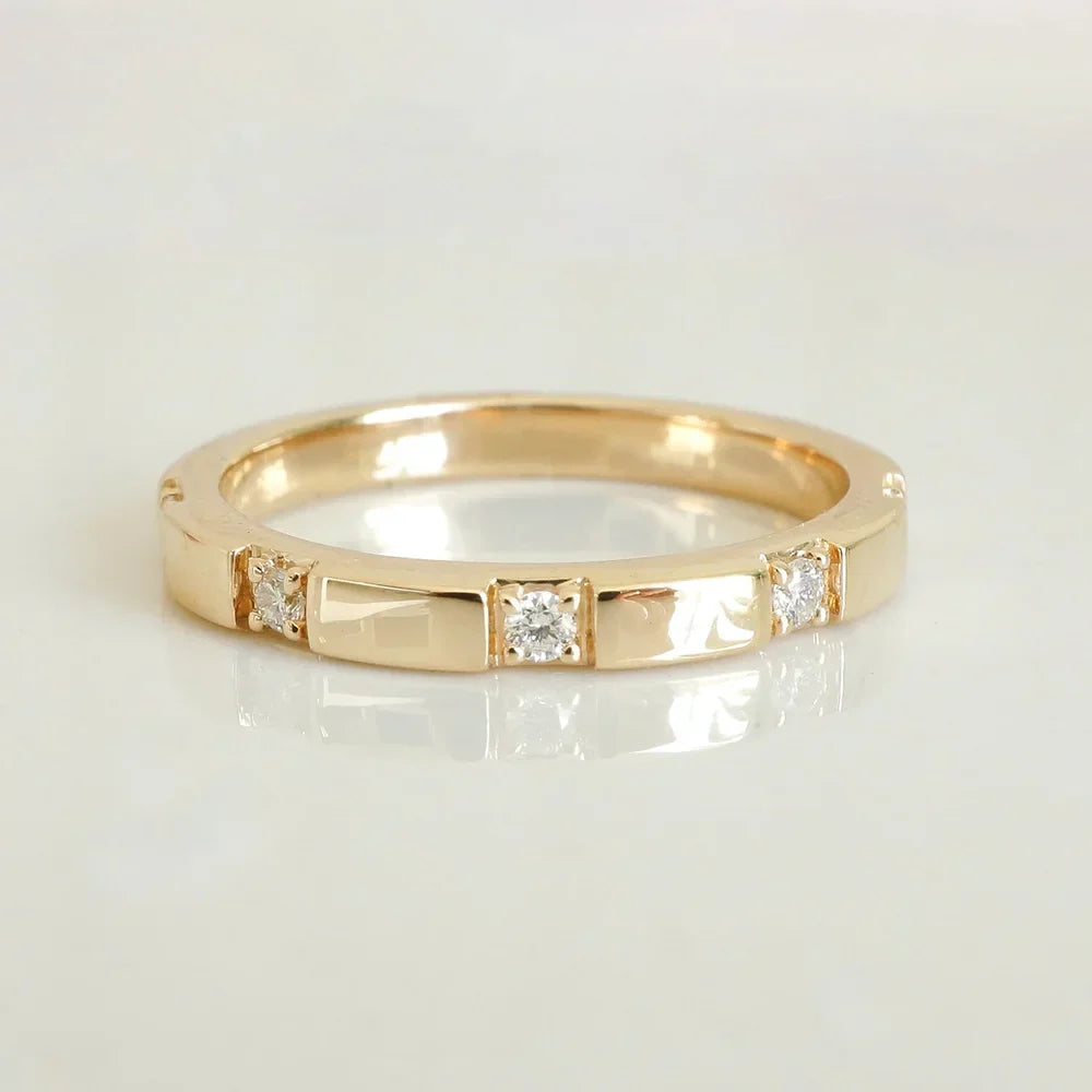 Stunning 0.2 TCW Round Moissanite Stones Dainty Wedding Bands 1