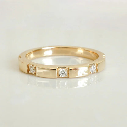 Stunning 0.2 TCW Round Moissanite Stones Dainty Wedding Bands 1